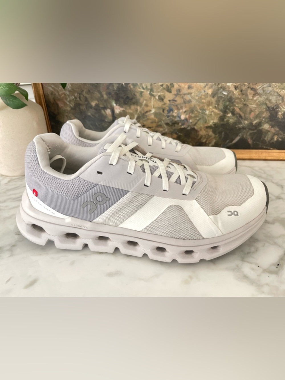On Cloudrunner Running Shoes Womens Size 8 White & Gray Comfort Walking - Picture 2 of 8